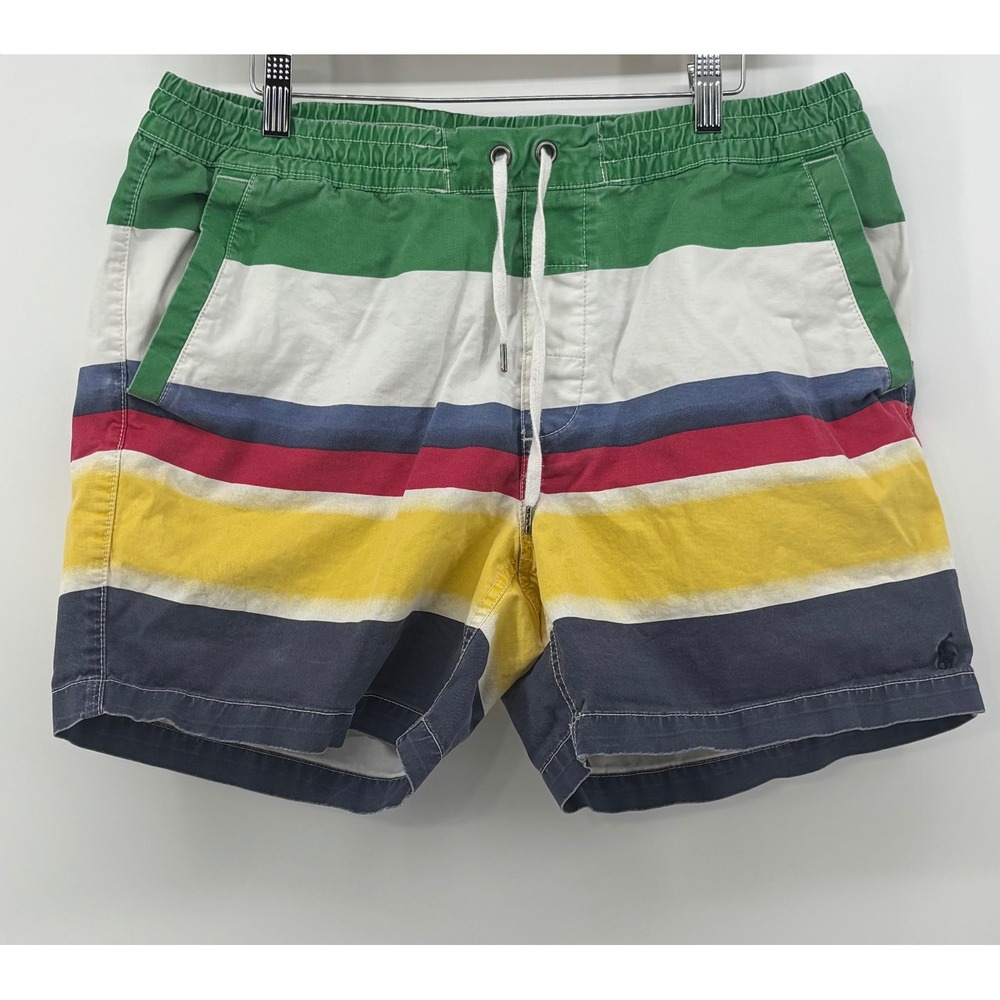 Polo Ralph Lauren Swim Trunks Men's L Multicolor Striped Drawstring Unlined